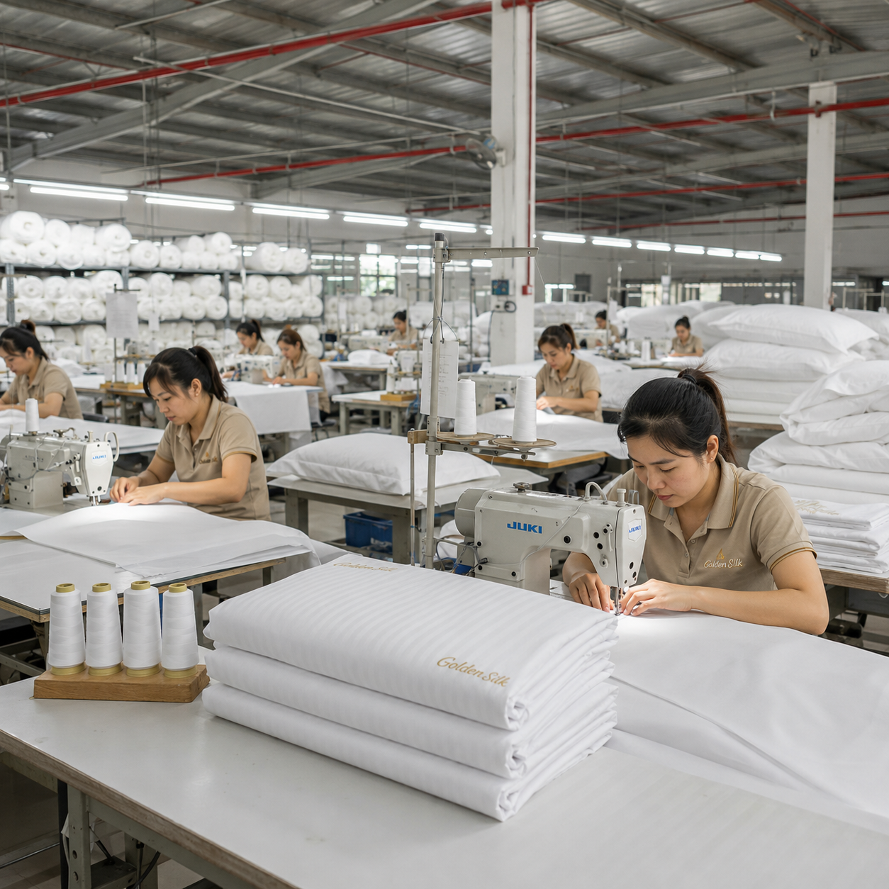 Xưởng sản xuất chăn ga gối khách sạn GoldenSilk — kinh nghiệm mua chăn ga gối đệm khách sạn