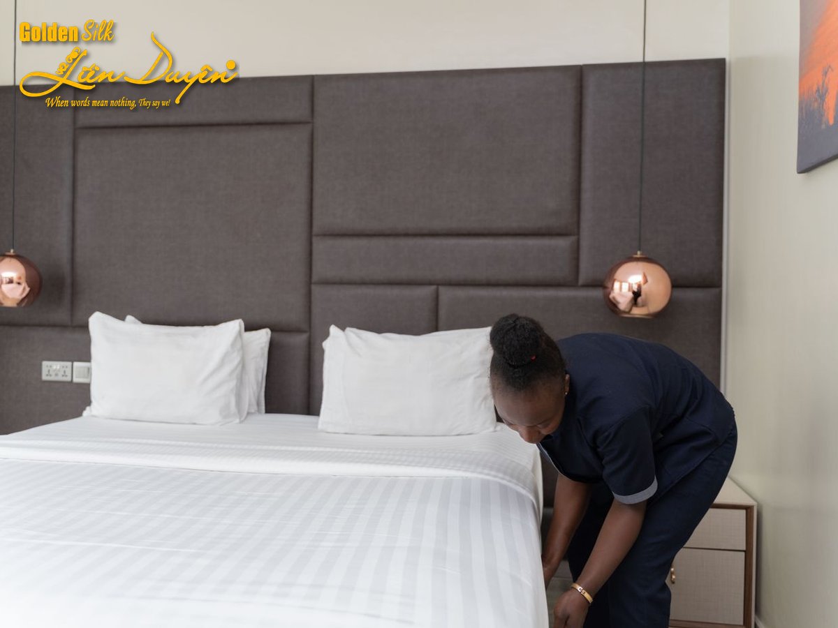 Bộ Chăn Ga Gối Khách Sạn T250 Kẻ Sọc - GoldenSilk - ảnh 4