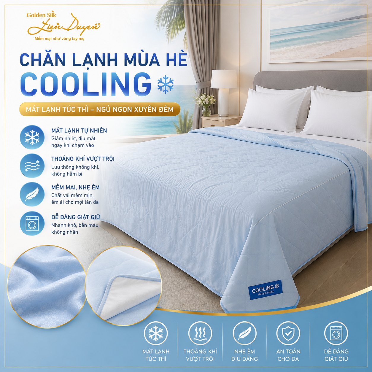 Chăn lạnh mùa hè Cooling GoldenSilk