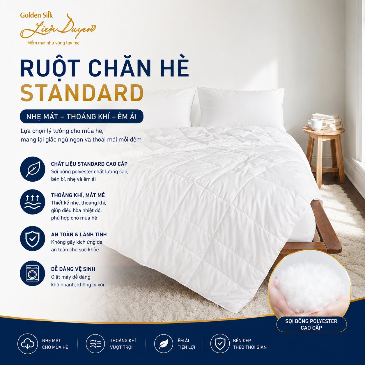 Ruột chăn hè tiêu chuẩn cho khách sạn - GoldenSilk