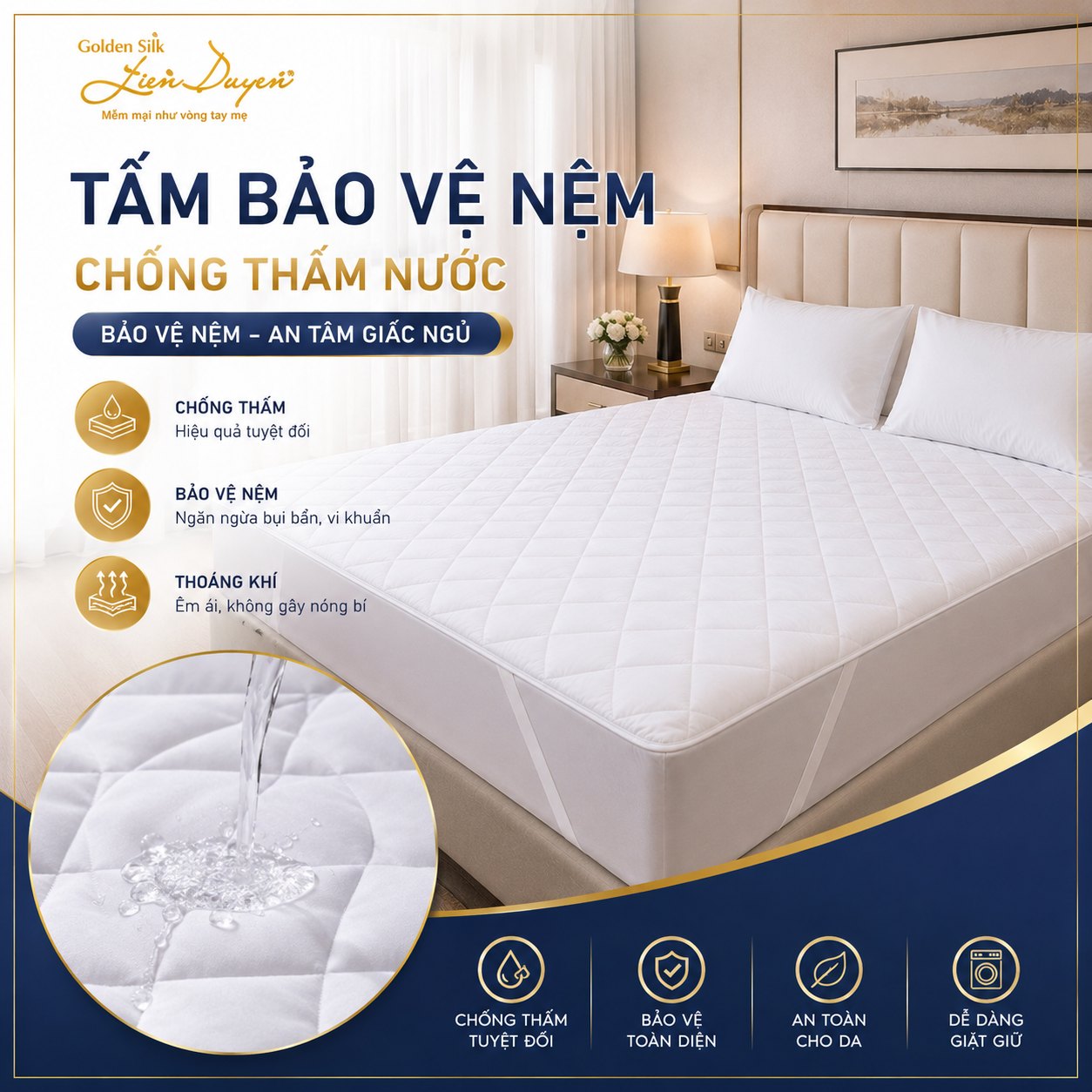 Tấm bảo vệ nệm chống thấm nước khách sạn màng TPU